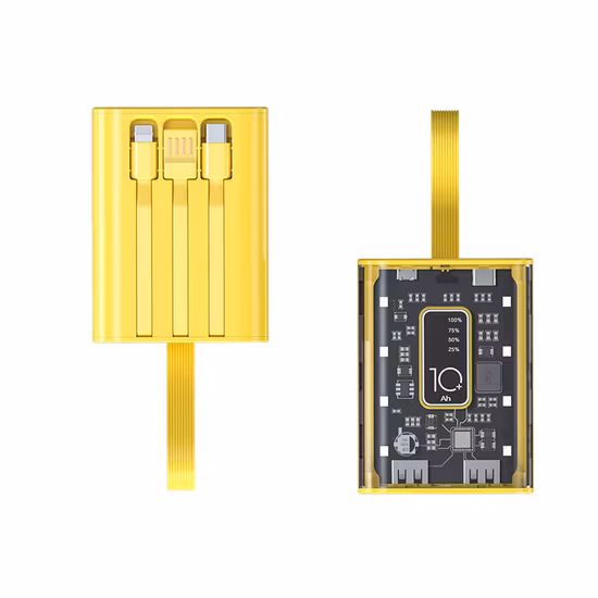 Tragbare transparente Mini-Powerbank 10000 mAh mit Kabel