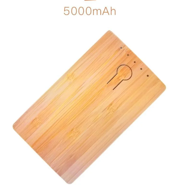 Ultra Thin Custom Logo Powerbank Wood 5000mAh Bamboo Power Bank