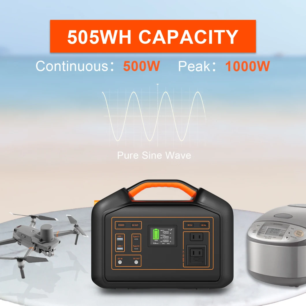 Lithium Battery Small Poower Station 500W 110V 220V 230V 500 Watt Portable Generator Solar Power Battery Power Station