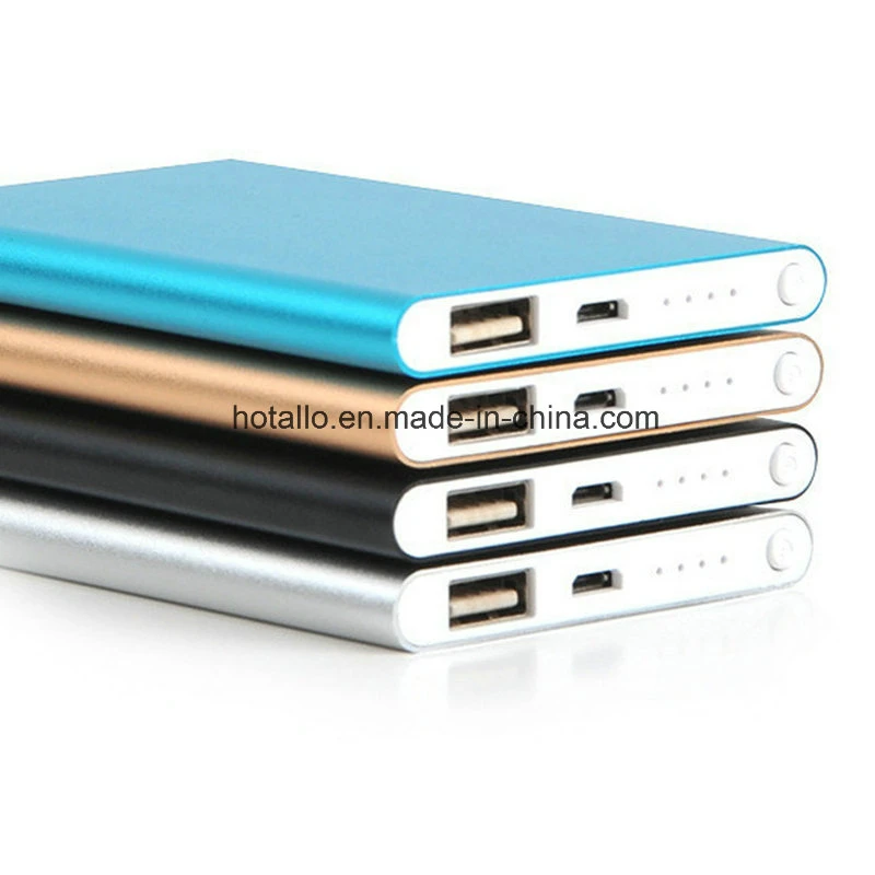 Portable Good Quality Large Capacity Thin Aluminum Power Bank 5000mAh