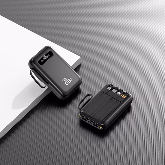 Digitalanzeige, Schnelllade-Powerbank, 20000 mAh, kabelloses Laden mit Kabel für iPhone